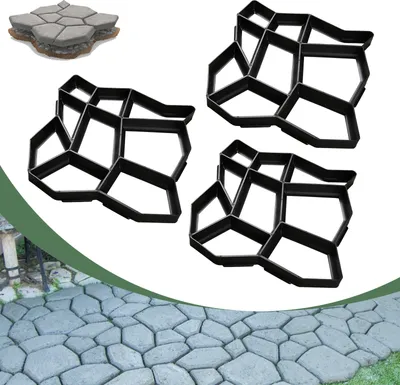 Produktbild von Jopassy Pflasterform 3er-Set, 43x43x4cm, unregelmäßig Pflasterformen, Betonform Gehweg Form, Schalungsform für Garten, Terrasse