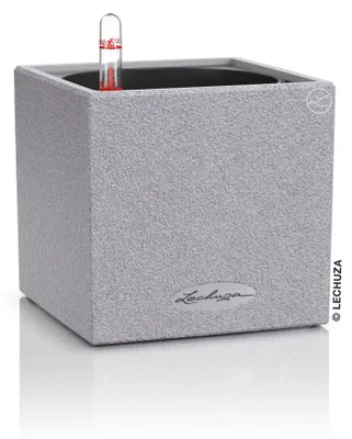 Productafbeelding van LECHUZA-Tafelvaas CANTO Stone 14, steengrijs | Plantenpot met irrigatiesysteem | Uiterlijk van natuursteen | 14 x 14 x 13,5 cm | 13470