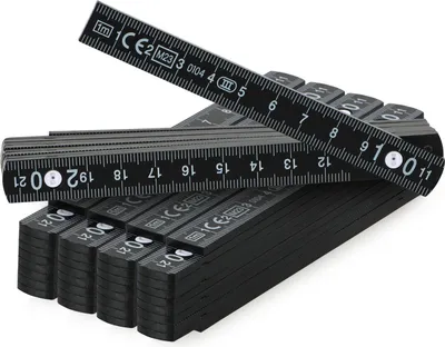 Produktbild von com-four® 5x Mini-Zollstock aus Kunststoff, 1 Meter Gliedermaßstab mit 10 Glieder, metrisch und in schwarz