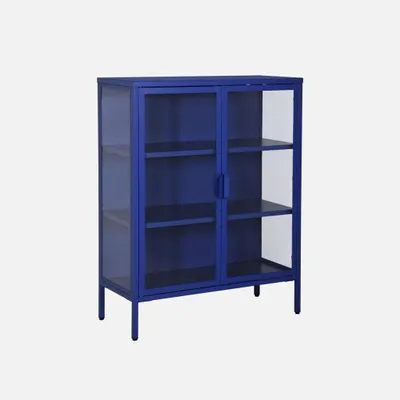Immagine prodotto di Vetrina in acciaio e vetro temperato con 2 ante, 80cm, Blu