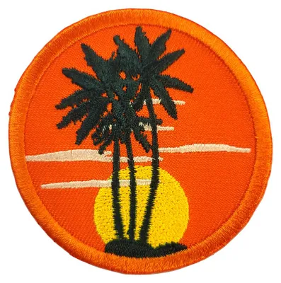 Produktbild von Sonnenuntergang Palme - Aufnäher, Bügelbild, Aufbügler, Applikationen, Patches, Flicken, Zum Aufbügeln, Größe: 6 x 5 cm