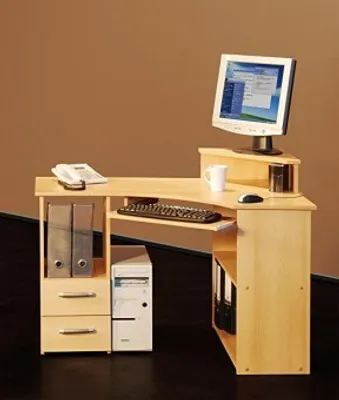 Produktbild von Eckschreibtisch buche PC Tisch Eck-Schreibtisch