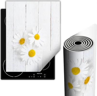 Produktbild von Herdabdeckplatten Glaskeramikkochfeld-Abdeckung 40x52 cm Anti Rutsch Matte Aufrollbar, Blumen Holz