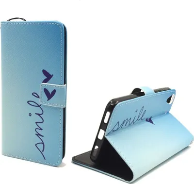 Produktbild von Handyhülle Tasche für Handy Huawei Y6 Schriftzug Smile Blau