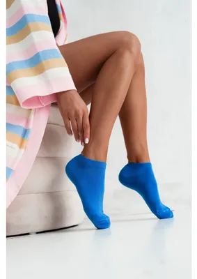 Imagen del producto de Calcetines deportivos para mujer, modelo Milena, lisos, transpirables, color azul, talla 37-41