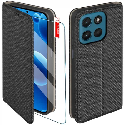 Immagine prodotto di Custodia magnetica per Motorola G57 | G57 Power con chiusura, nera + vetro 9H