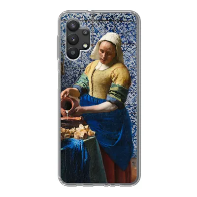 Produktbild von MuchoWow® Handyhülle Schutzhülle Hülle für Samsung Galaxy A32 5G Milchmädchen - Delfter Blau - Vermeer - Gemälde - Alte Meister Silikon Softcase Handy Hülle - Softcase