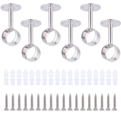 Gardinenstangenhalter 6er-Set, Edelstahl, Ø 4,6 cm, für Deckenmontage
