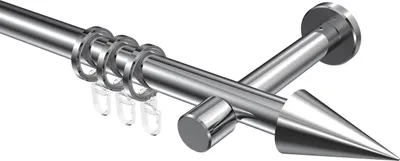 Produktbild von Interdeco Gardinenstange / Vorhangstange Chrom, Typ Prestige Savio (Kegel), 20 mm Ø 1-läufig, 280 cm