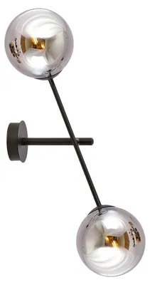 Produktbild von Wandleuchte LINEAR aus schwarzem Stahl mit grafitfarbenen Glasschirmen