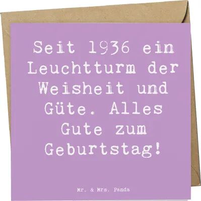 Produktbild von Mr. & Mrs. Panda Grußkarte Spruch 1936 Geburtstag - Lavendeltraum - Geschenk, Geburtstagsgeschenk, persönliche Geburtstagsgrüße, Jubiläum, faltkarte, Klappkarte, Jahrgang