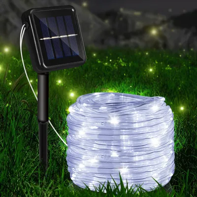 Produktbild von Yakimz Solar Lichterketten Lichtschlauch 8 Modi Lichter fuer Party Garden Home Festival Decoratio,Kaltweiß,12m 100 LED
