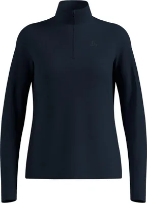 Dunkelblauer Odlo Besso Mid Layer mit Halbreißverschluss und Stehkragen