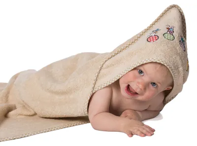 Produktbild von Baby-Kapuzenbadetuch, Baumwolle, 100x100, hellbraun