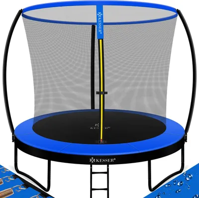 Produktbild von KESSER® Trampolin Gartentrampolin | Rheinland GS  | Kindertrampolin bis 150 kg | Komplettset mit Sicherheitsnetz, Leiter, Randabdeckung, Seitentasche & Zubehör