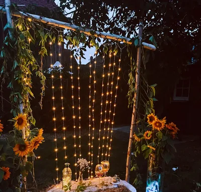 Immagine prodotto di Tenda luminosa con 180 LED, luce bianca calda, per uso esterno, con funzione timer