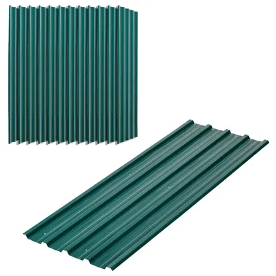Productafbeelding van 12 stuks trapeziumvormige metalen platen 129x45cm 7m2 Gegalvaniseerde dakplaat 0,25 mm Weerbestendige profielplaat Groen
