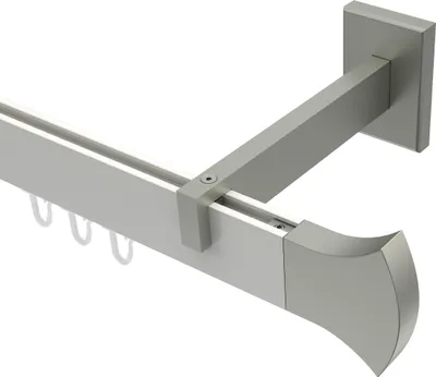 Produktbild von Interdeco Innenlaufstange / Gardinenstange mit Innenlauf Weiß / Edelstahl-Optik, Typ Smartline Conex (Rundung), 14x35 mm 1-läufig, 420 cm