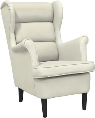 Produktbild von Cremeweißer Samt-Loungesessel mit Armlehnen 74x84x100 cm, bequemer Polstersessel für Wohnzimmer, Schlafzimmer und Büro im modernen Design