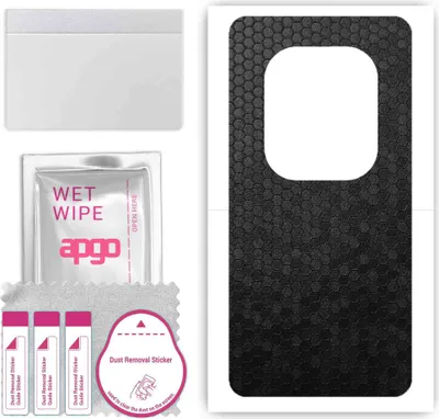 Produktbild von apgo Rückseite Schutzfolie, Skin, kompatibel mit Tecno Phantom X2 pro, Hinten Displayschutzfolie aus Vinylfolie, kratzfest, einfache Montage - Schwarze Honigwabe