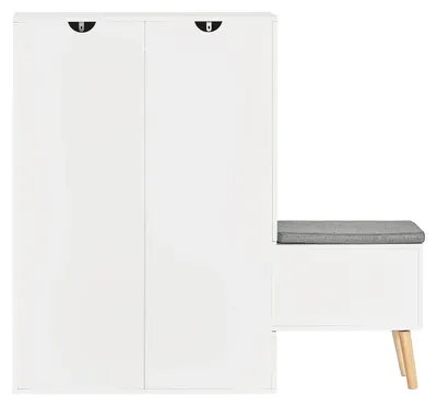 Produktbild von Schuhschrank - Schuhregal - Schuhregal mit Türen - Schuhaufbewahrungsbox - Schuhbank - Weiß - Kompakt, 24 cm tief