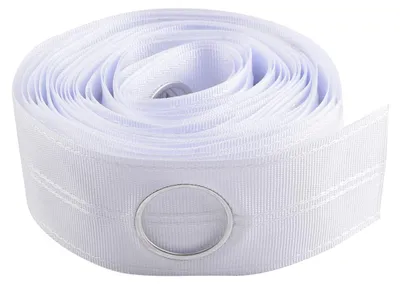 Gordijnlint mit Ösen, 10 m, Polyester, Weiß, für Vorhänge