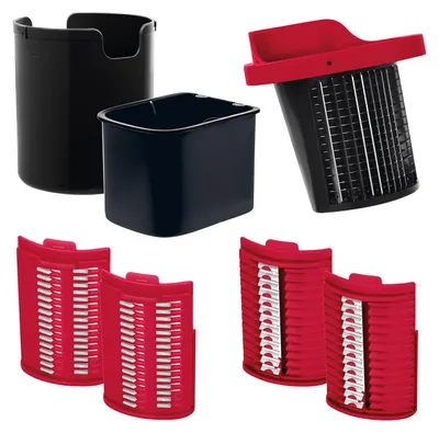 Produktbild von Genius Nicer Dicer Electro Gemüseschneider Zubehör 7-tlg., Ersatzteile mit 3 Einsätzen für elektrischen Gemüsehobel, Obst- & Gemüseschneider