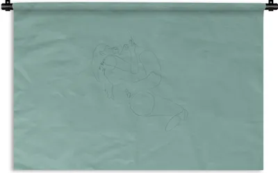 Produktbild von MuchoWow® Wandteppich Wandbehang Ehepaar - Linienkunst - Minimalismus 120x80 cm Tapisserie Dekoration Wandtuch - Wanddekorationen - Wandtücher