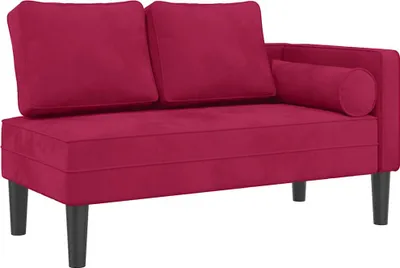 Immagine prodotto di vidaXL Chaise longue con cuscini in velluto rosso vino