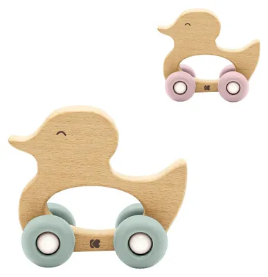 Produktbild von Kikkaboo Holzspielzeug mit Silikonbeißring Ente Buchenholz Beißring ab 12 Monate grün