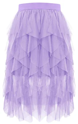 Immagine prodotto di Tulle trasparente, gonna a trapezio, color lilla chiaro, taglio asimmetrico