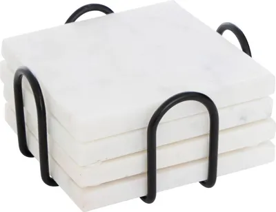 Produktbild von Untersetzer fur Glaser - Marmor - 4x Stuck - quadratisch - Stein - 10 x 10 cm