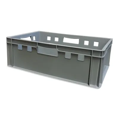 Produktbild von 1 Stück E2 Eurofleischkiste Stapelkiste Box Metzgerkiste lebensmittelecht grau (1xE2 grau)