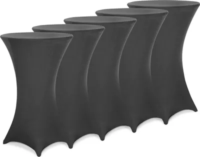 Produktbild von DEUBA® 5x Stehtisch Hussen Ø 60-65/70-75/80-85cm Viele Farben 30°C Waschbar Verstärkte Standfüße Stehtischhusse Überzug Stretch (Ø 70-75cm, Anthrazit)