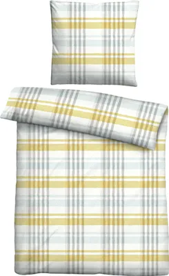 Produktbild von Traumhaft schlafen - Castell - Markenbettwäsche Baumwoll Seersucker Bettwäsche 0020373 KARO color: gelb, size: 1x 155x220 cm + 1x 80x80 cm