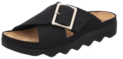 Produktbild von Rohde Damen Pantolette aus Nubukleder mit Plateausohle Alassio 6220, Größe:37 EU, Farbe:Schwarz