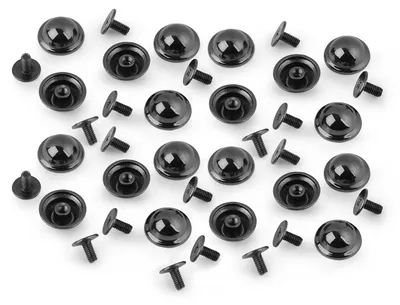 Edle metallene Taschenfüße Dome in Schwarz – 20er-Set Schraubnieten für DIY-Taschen ohne Presse.