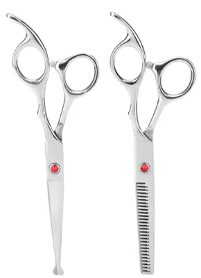 Image de Set de ciseaux professionnels pour la coupe de cheveux Ciseaux de coiffure à vis rouge
