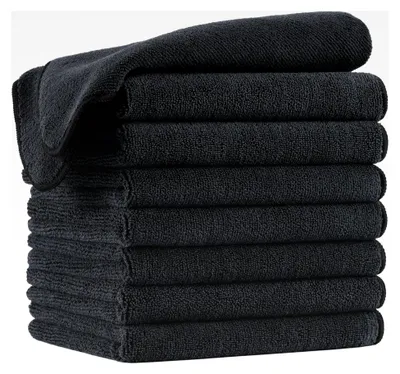 Produktbild von Handtücher für Friseure - schnelltrocknend und fusselfrei - Mikrofaser - Schwarz - 40,6 x 73,7 cm - 8 Stück