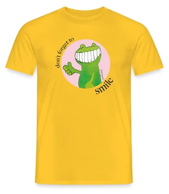 Produktbild von Spreadshirt Janosch Günter Kastenfrosch Don't Forget To Smile Männer T-Shirt, M, Gelb