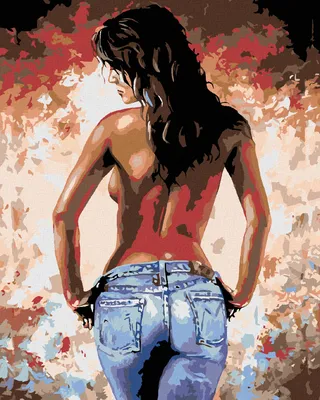 Produktbild von Diamondi - Diamond painting - HALBNACKTE FRAU MIT JEANS, 40X50 cm, ohne Keilrahmen