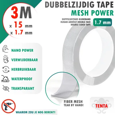 Produktbild von Doppelseitiges Klebeband 3m x 15mm x 1.7mm - TENTA Mesh Power