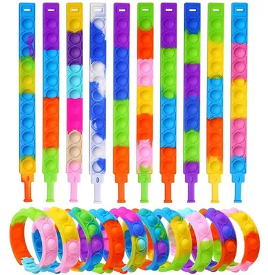 Produktbild von Pop It Armband Fidget Toy Anti-Stress-Spielzeug - Silikon - 15 Stück - Für Kinder und Erwachsene