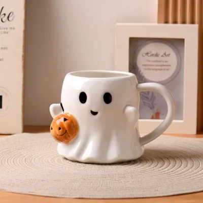 Halloween-Geistertasse, Keramik, 300 ml, Spukmotiv, lustiges Geschenk