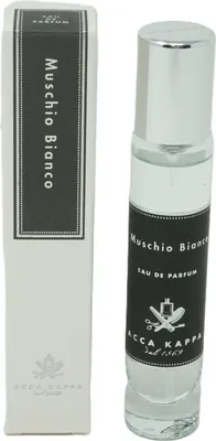 A box and bottle of Acca Kappa Muschio Bianco Eau de Parfum.