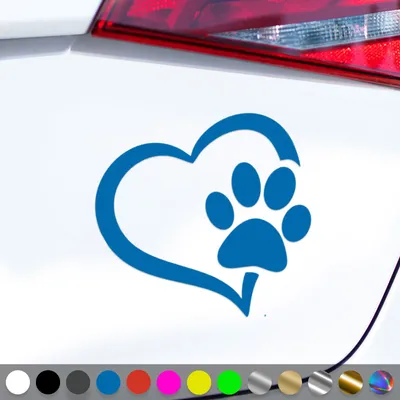 Produktbild von PantherPixel Pfote Aufkleber Herz Welpen Tatzen Katze Hundepfote Sticker Auto Geschenkidee Farbe Blau