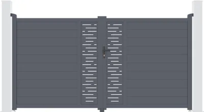 Produktbild von Flügeltor 3m ARLBERG H.180cm + Gartentür 1m ARLBERG H.180cm aluminium grau