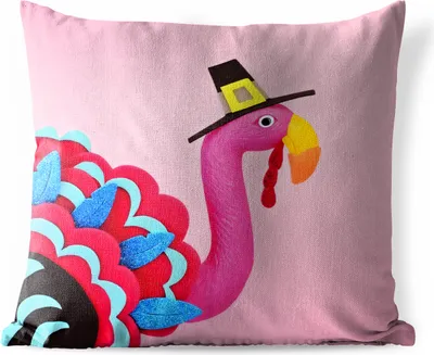 Produktbild von MuchoWow® Outdoor Kissen - Flamingo im Truthahnkostüm - 50x50 cm - Wetterfest - Lounge Kissen - Komfortabel - Kissen mit Bild