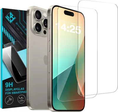 Produktbild von 2x 9H Schutzglas Displayschutzfolie für Apple iPhone 15 Pro Max Displayglas Displayschutz Glas Panzerfolie Schutzglasfolie
