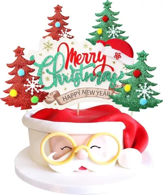 Produktbild von Weihnachtsbaum Cake Topper Set: 5 Stück Merry Christmas Regendeko